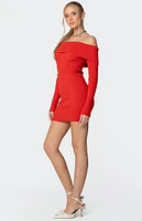 Edikted Evi Fold Over Knit Mini Dress