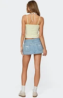 Edikted Eyelet Bows Denim Mini Skirt