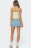 Edikted Eyelet Bows Denim Mini Skirt