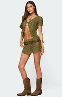 Edikted Mabelle Crochet Split Front Top