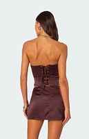 Edikted Bea Satin Lace Up Corset