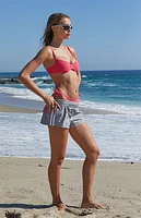 Pacsun Hot Pink Coral Scrunch Tie Back Bralette Bikini Top