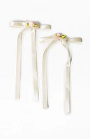 2 Pack Satin Rosette Bow Barrettes