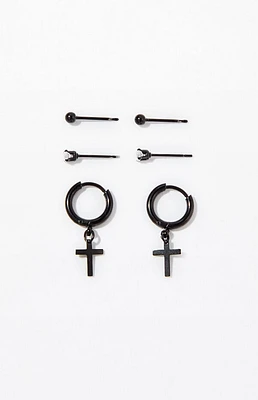 Pacsun 3 Pack Multi Black Cross Earrings