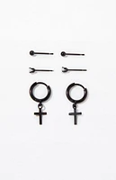 PacSun 3 Pack Multi Black Cross Earrings