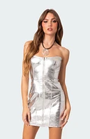 Edikted Astro Zip Up Metallic Mini Dress