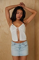 Your Favorite Leena Crochet Tie Front Tank Top
