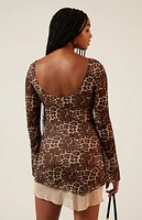 LA Hearts Leopard Back Plunge Mini Dress