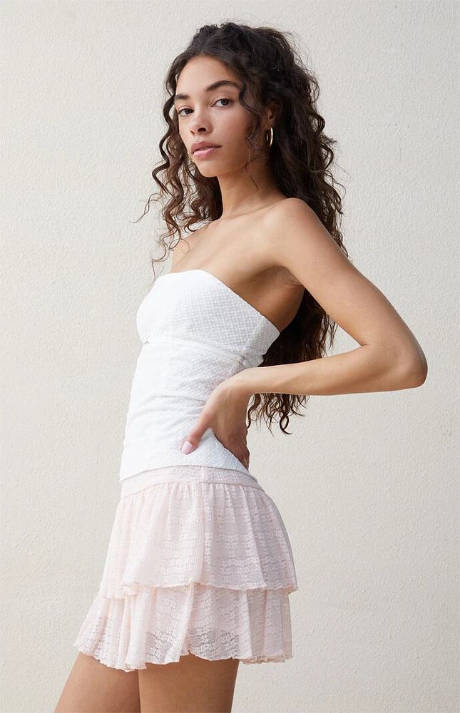 Beverly & Beck Light Pink Lace Tiered Mini Skort