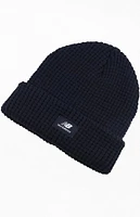 New Balance Black Knit Waffle Cuffed Beanie