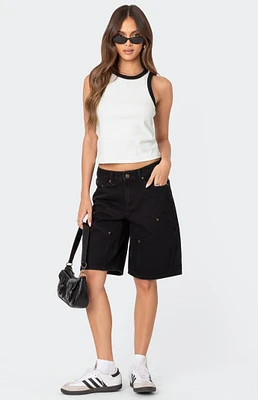 Edikted Jacqui Low Rise Denim Bermuda Shorts