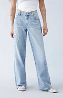 PacSun Casey Light Indigo Bow Low Rise Baggy Jeans