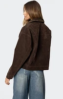 Edikted Memphis Studded Faux Suede Jacket