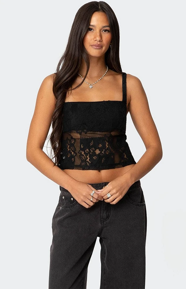 Edikted Gwyn Mixed Lace Top