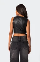 Edikted Crescent Faux Leather Crop Top