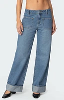 Edikted Madi Cuffed Low Rise Jeans