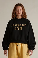 Fear of God Essentials Women's Black Fleece Cropped Crew Neck Sweatshirt