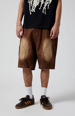 PacSun Brown Extreme Baggy Denim Shorts