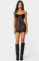 Edikted Leopard Lacey Printed Corset Mini Dress