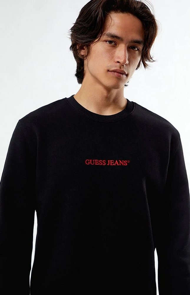 Guess Jeans Black Embroidered Crew Neck Sweatshirt