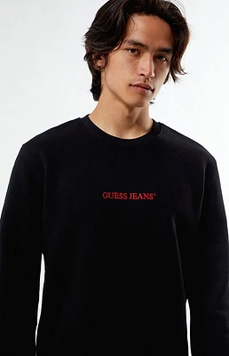 Guess Jeans Black Embroidered Crew Neck Sweatshirt