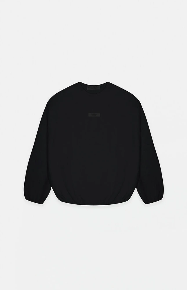 Kids Fear of God Essentials Jet Black Polar Fleece Crew Neck Sweatshirt