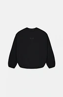 Kids Fear of God Essentials Jet Black Polar Fleece Crew Neck Sweatshirt