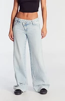 PacSun Casey Asymmetrical Low Rise Baggy Jeans Light Indigo