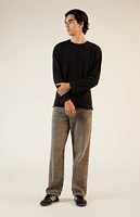 PacSun Solid Raw Hem Waffle Knit Long Sleeve T-Shirt