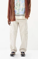 PacSun Cream Baggy Cargo Zip-Off Jeans