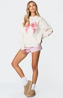 Edikted Bow Brat Printed Sweatshirt