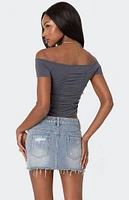 Edikted Triple Ruched Off Shoulder Top