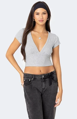 Edikted Deep V Neck Crop Top