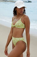 Dippin' Daisy's Green Ribbed Zen Knotted Triangle Bikini Top