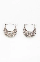 LA Hearts Etched Flower Hoop Earrings