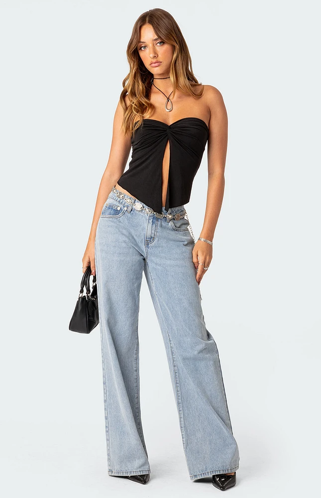 Twisted Split Front Tube Top