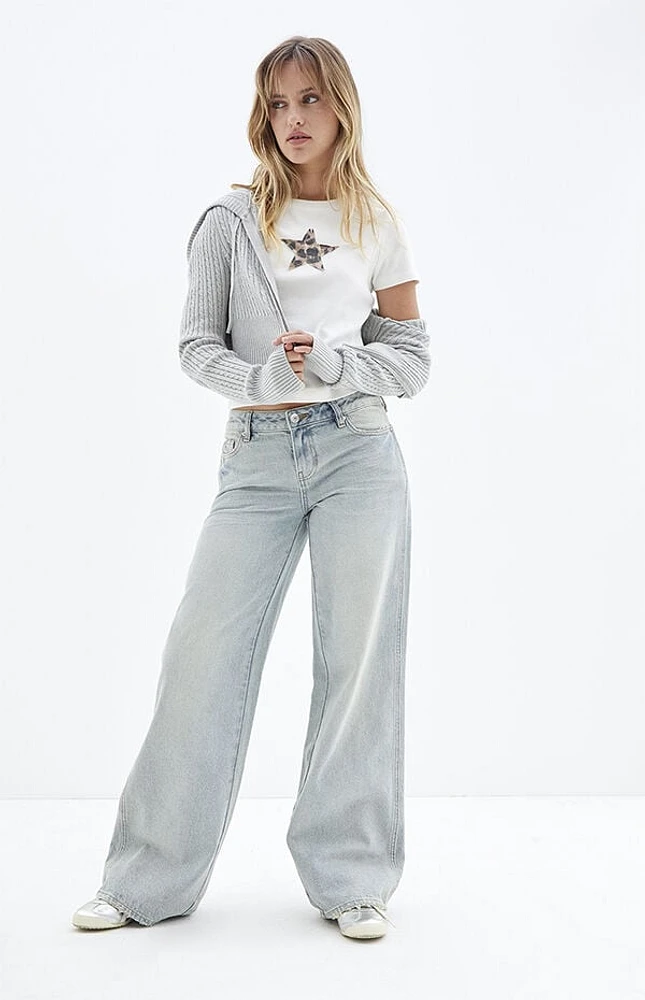 Pacsun Casey Light Indigo Shine Low Rise Baggy Jeans