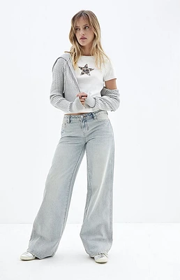 Pacsun Casey Light Indigo Shine Low Rise Baggy Jeans