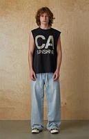 Pacsun Washed Black Sunshine Muscle Tank Top