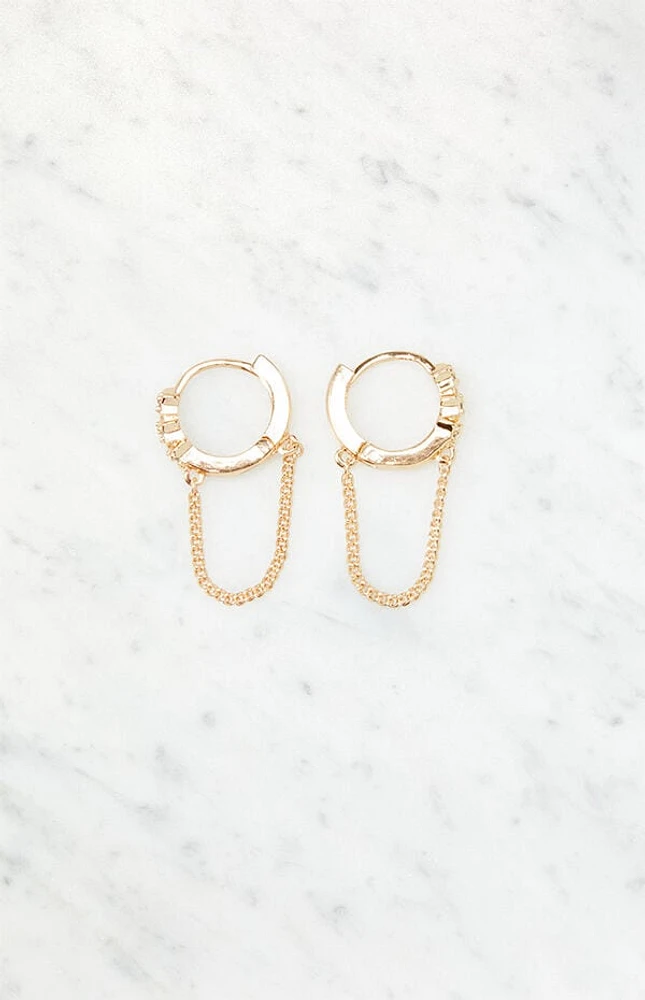 John Galt Hoop Chain Drop Earrings