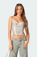 Plaid Printed Cupped Corset