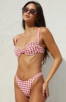 Pacsun Red Gingham Elise High Cut Bikini Bottom