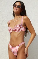 PacSun Red Gingham Elise High Cut Bikini Bottom