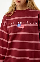 Daisy Street Los Angeles 1992 Striped Crew Neck Sweatshirt