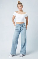 PacSun Eco Medium Indigo Double Waistband Mid Rise Baggy Jeans