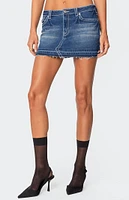 Edikted Contrast Stitch Washed Denim Mini Skirt