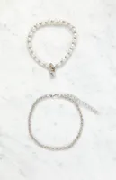 By PacSun Silver Pearl & Chain Bracelet Pack