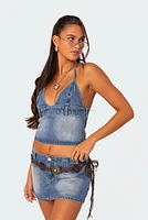 Edikted Wanona Denim Halter Top