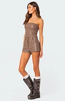 Edikted Martine High Waisted Faux Leather Shorts