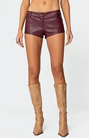 Edikted Melaney Faux Leather Micro Shorts